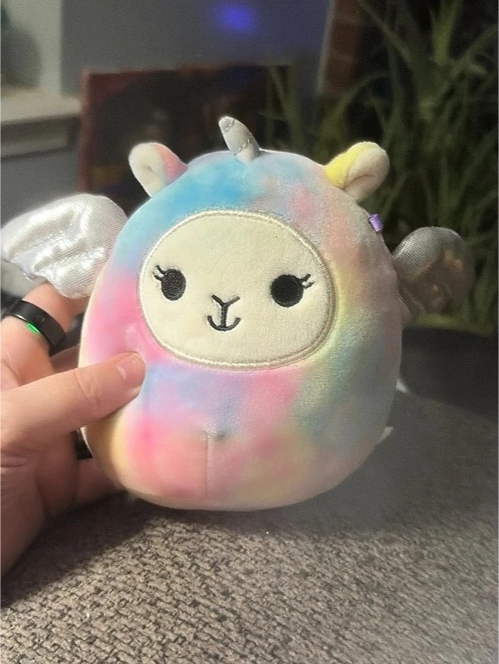 Squishmallows Lucy-May the Llama Pegacorn Plush Pink & Blue